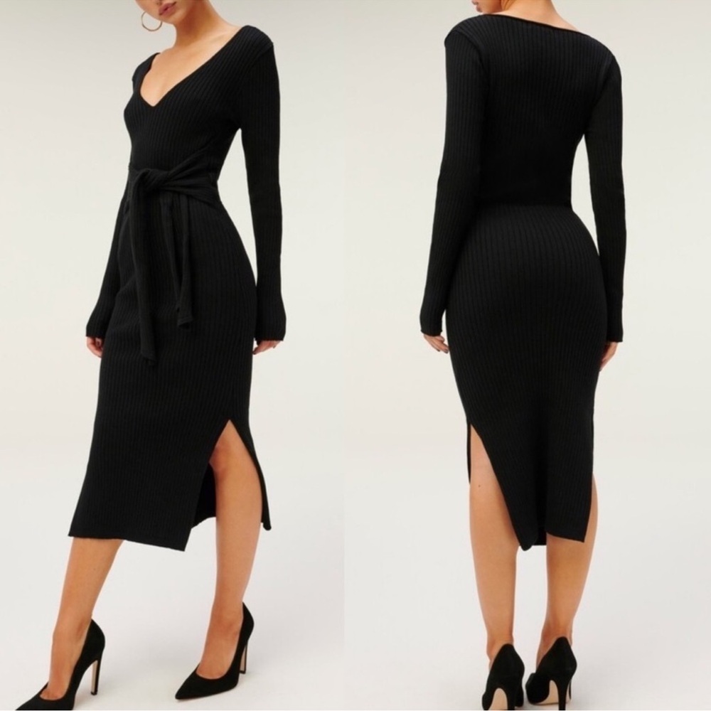 Good American Long Sleeve Belted Dress